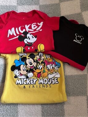 Set of 3 Disney Mickey Mouse Short Sleeve Onesies
